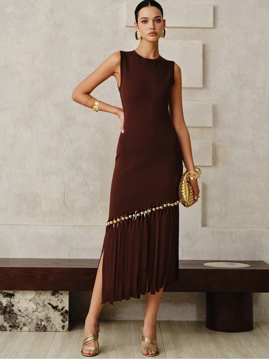 Commense Dresses & Skirts - NWT 🤎 Commense Fringe Knit Dress